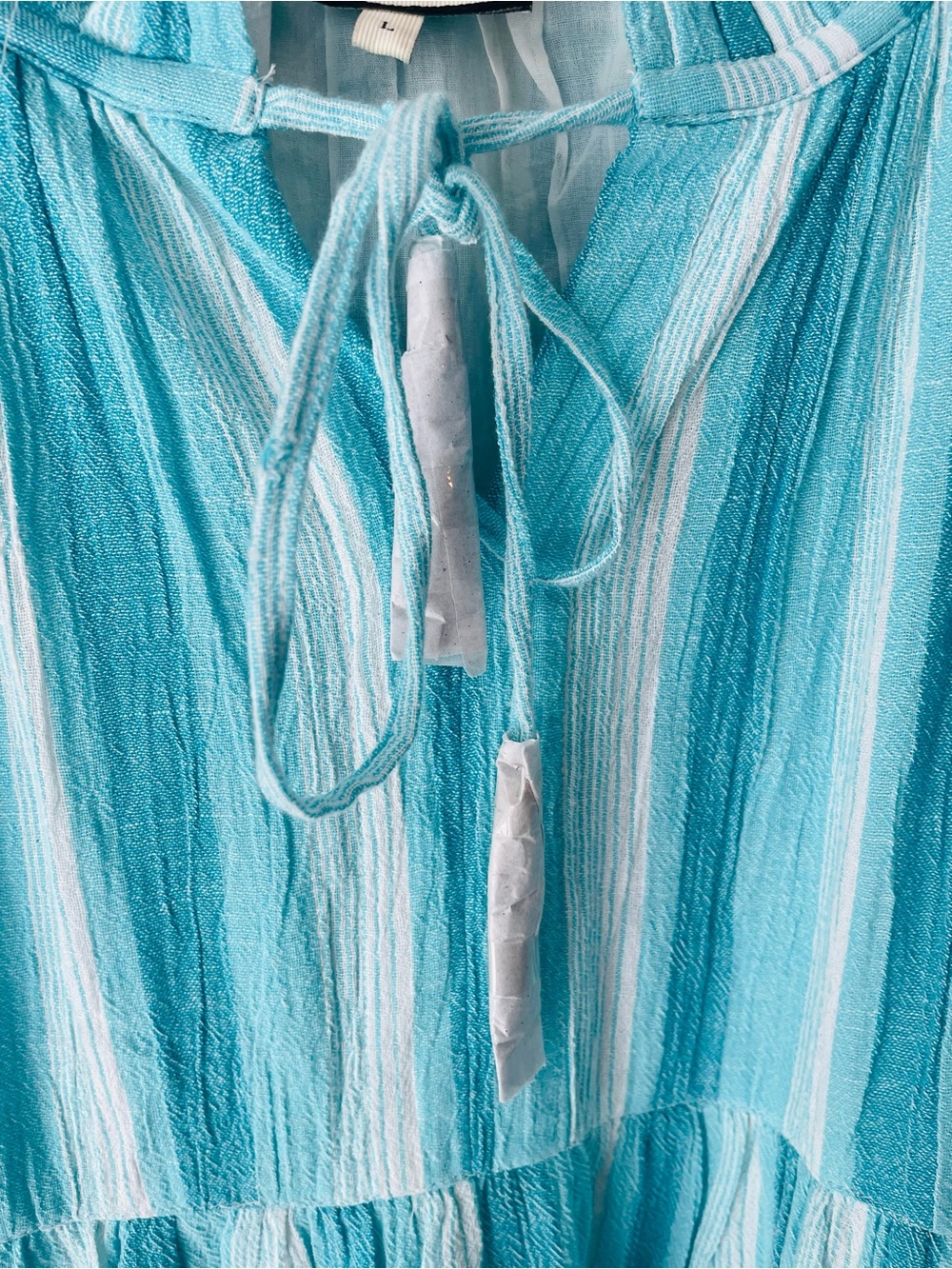 Tuckernuck Salty Paloma Aquamarine Striped Tiered Midi Dress NWOT - Picture 8 of 10